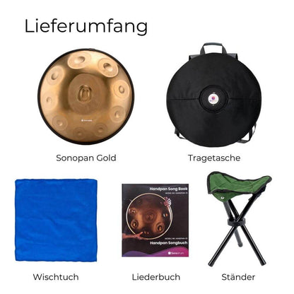 Gold-Sonodrum-Handpan-Sonopan-Lieferumfang